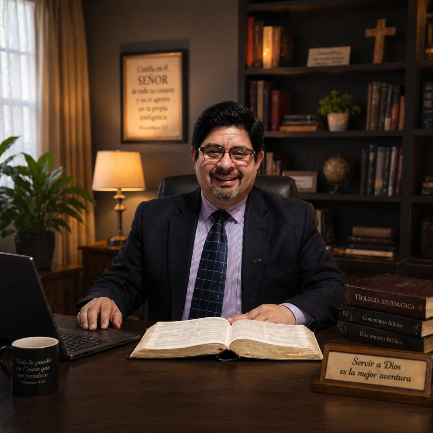 Pastor del instituto en su estudio
